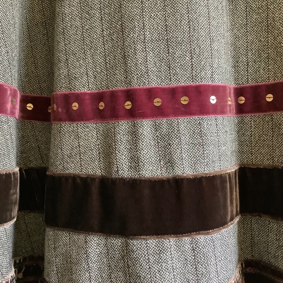 Context Vintage Wool Blend Skirt Twill Velvet Sequins Embroidered Gray SZ 10 - Picture 3 of 16